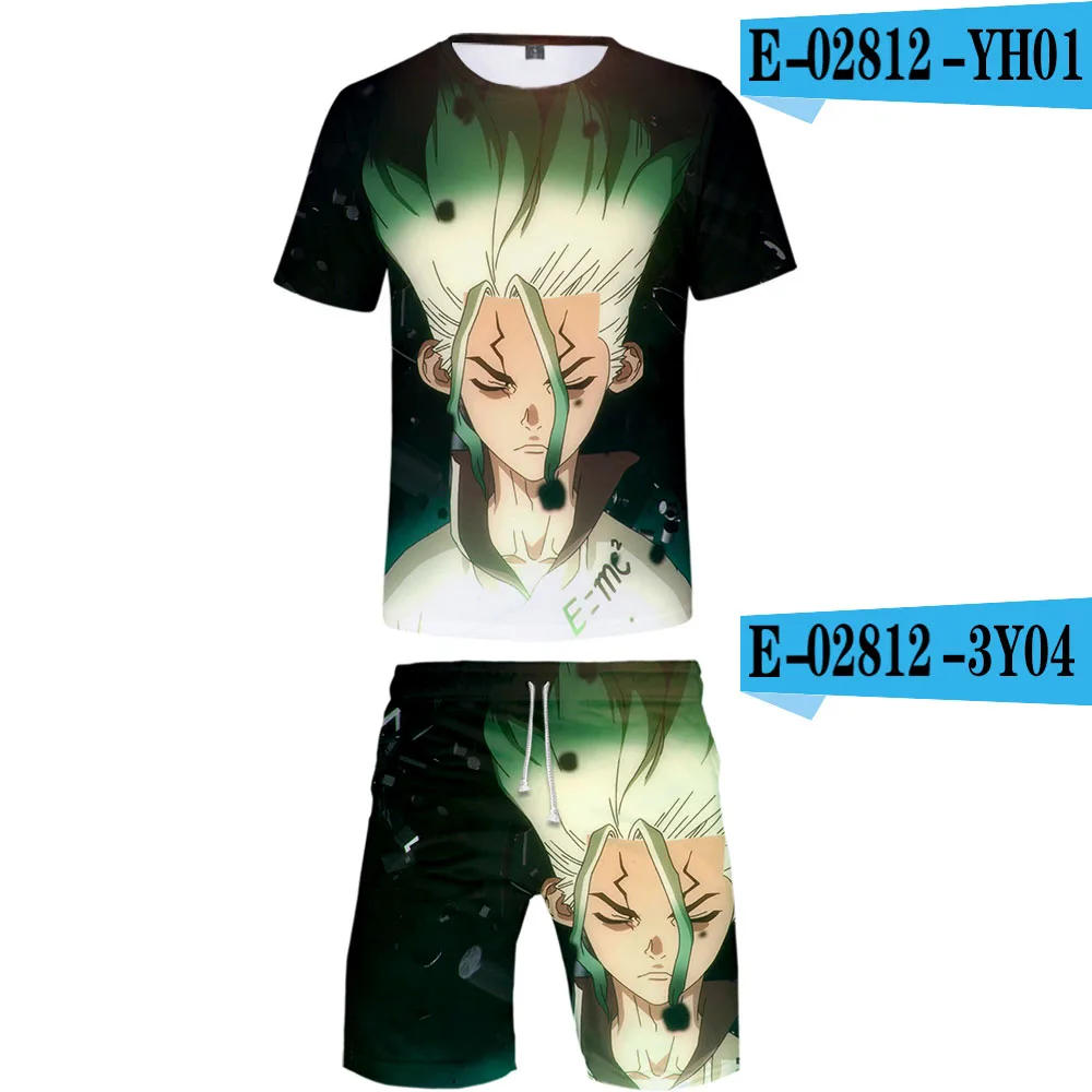 Набор футболок Dr. stone Harajuku футболка и шорты Мужская одежда уличная Harajuku шорты рукав K поп улицы горячая распродажа - Цвет: 3D