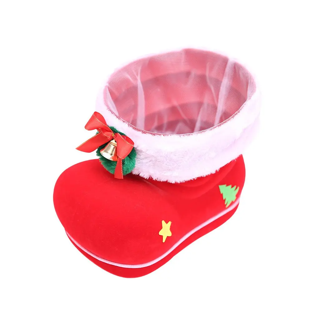 Christmas Candy Boots Santa Claus Flocking Boots Stockings Decorative Candy Gift Box Home Decoration Supplies