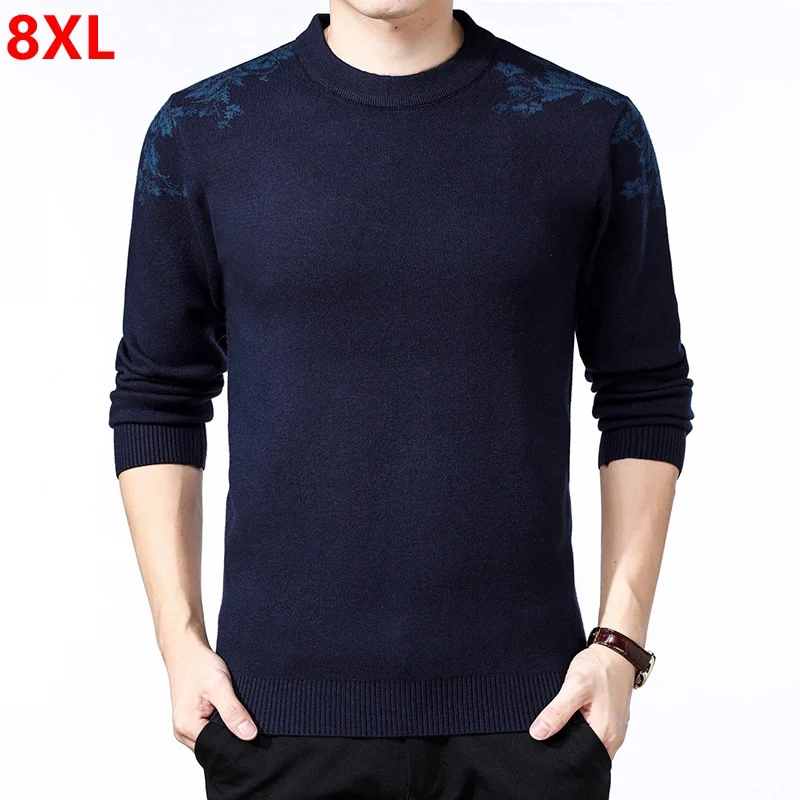 Большой размер, круглый вырез, пуловер, свитер, мужской свободный, мужской, размера плюс, оверсайз, свитер, вязаный свитер, свитер, 8XL, 7XL, 6XL, 5XL
