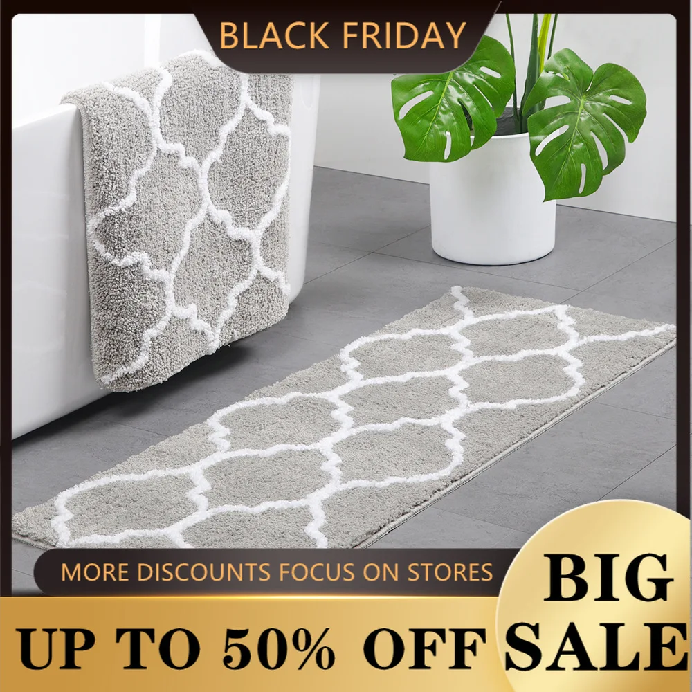 

Geometric Non-Slip Absorbent Floor Mat Carpet Crown Flower Flocking Household Entrance Mat Room Kitchen and Bedroom TPR Non-Slip