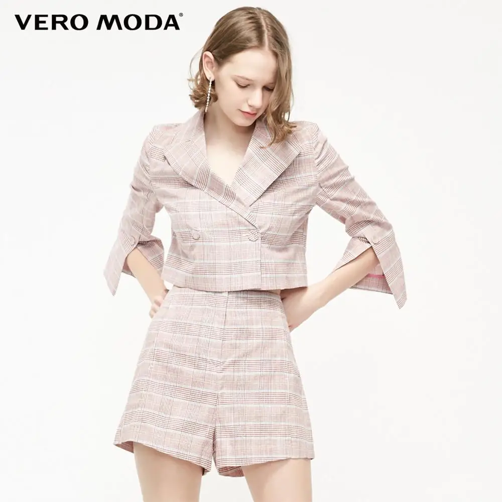 F13 Russet brown Vero Moda женские OL Стиль Хаундстут узорные Шорты | 319215505 - Цвет: F13 Russet brown