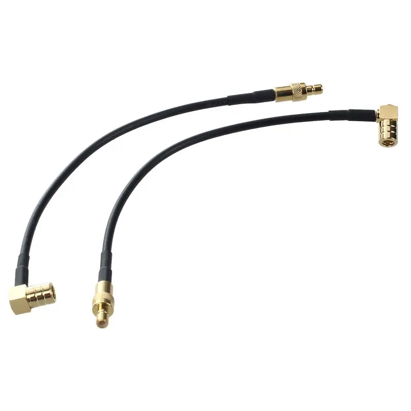 2x DAB Антенна удлинитель SMB разъем «папа» прямой угол к SMB Женский кабель RG174 15 см черный
