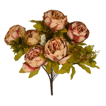 

13 Heads Artificial Silk Peony Flower Bulk Craft Fake Flowers Wedding Bouquet Party Home Room Decoration High Quality