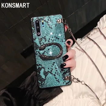 

Konsmart For Huawei P30 P20 Pro Case Mate 30 Pro Fashion Snake-Grained Wallet Envelope Wrap Cover Bracket Function With Strap