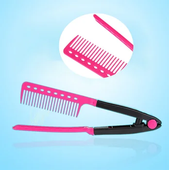 

1PC Magic Handle Women V type Design Hair Straightener Comb Folding Hair Sort Out Modeling Salon Hairdresser Combs Styling Tool