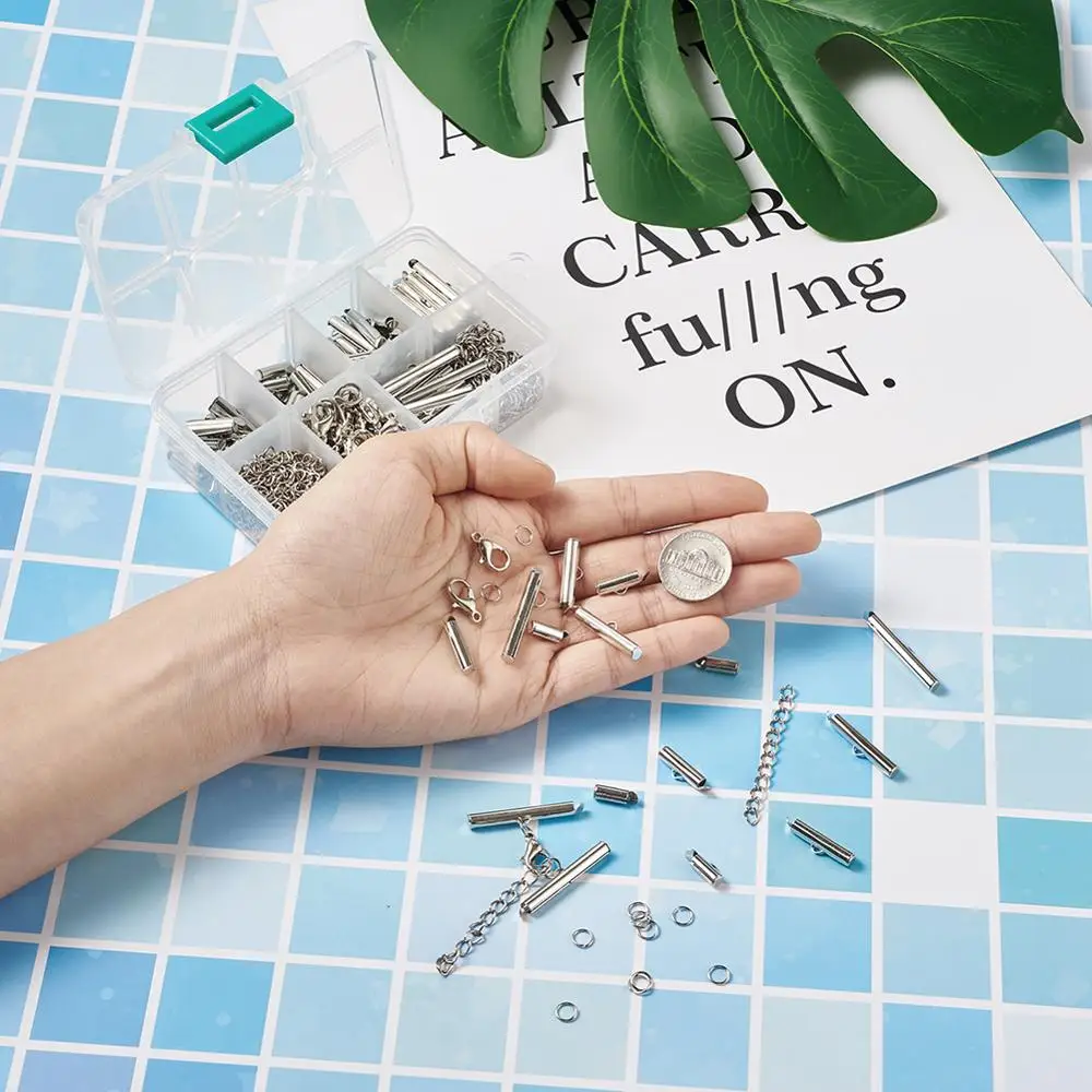DIY Изготовление железной скользящей на конце застежки концы с твист удлинитель цепи 304 из нержавеющей стали прыгающие кольца и сплав Карабин
