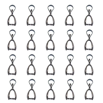 

20pcs Metallic Black Bail Connector Bale Pinch Clasp Pendant Necklace For Jewelry Mamking