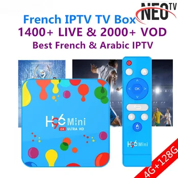 

H96 Mini Android 9.0 Smart TV Box 6K H.265 Wifi HD Google Player Youtube Set top box and 1 year NEO pro French IPTV Subscription