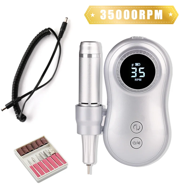 

35000 RPM Nail Drill Machine Portable Rechargeable With Full LCD Display Manicure Machine Electric Nail File Nail Art Tools