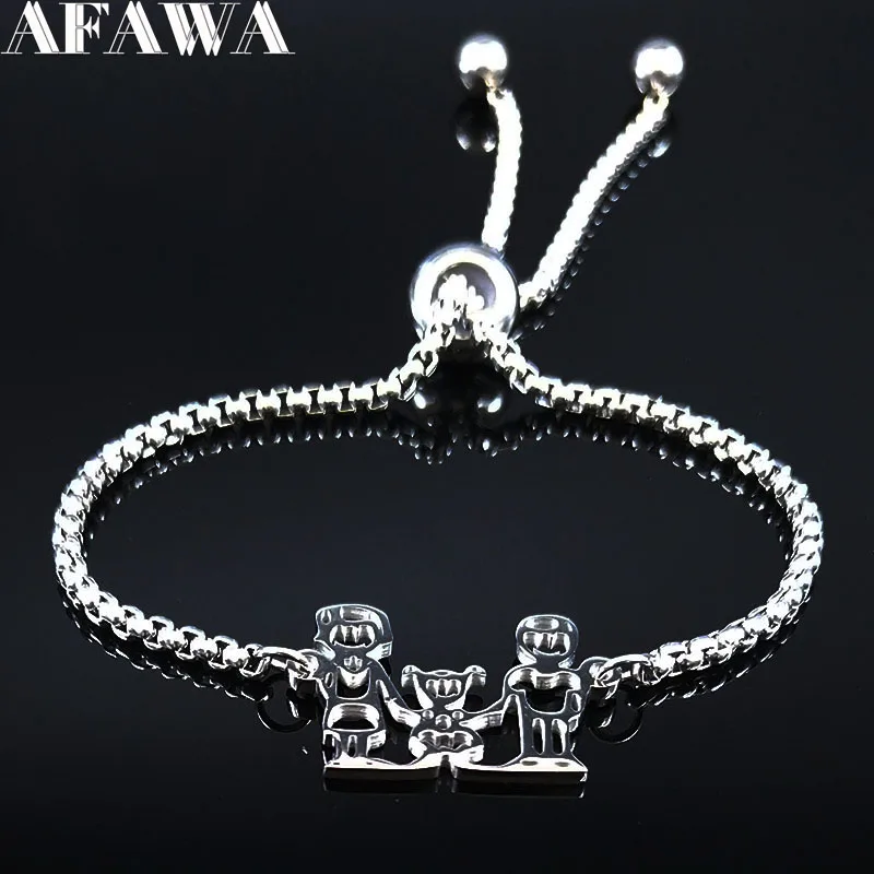 Семейный Браслет-цепочка из нержавеющей стали для папы, мамы и дочки, женский серебряный браслет, ювелирное изделие, pulsera acero inoxidable mujer B18594