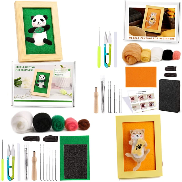 Needle Felting Kits for Beginners Cat with Frame, Felting Mat, Felting  Needles, Finger Guards, Instructions, DIY Craft (Green) - AliExpress