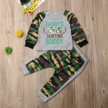 

Toddler Boys Clothes Camouflage Long Sleeve Tops T-Shirt Pants 2Pcs Outfits Set