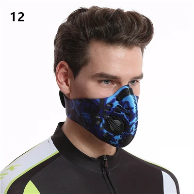 Пыленепроницаемая велосипедная маска из активированного угля для мужчин и женщин, защита от загрязнения для тренировки, езды на велосипеде, велосипедная маска для бега - Цвет: 12