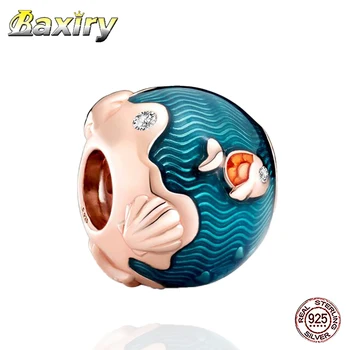

New Blinking Fish Swim String charm 925 Sterling Silver Fit Luxury Charms Silver 925 Original Bracelets 2020 DIY Jewelry Making