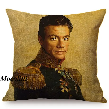 Military Generals Oil Painting Art Decorative Throw Pillow Case Celebrity Star General Costume Design Bedroom Sofa Cushion Cover K177-17