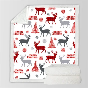 

Hoodie Blanket Plush Throw Blanket 3D Christmas Elk Red Gray Printed Sherpa Fleece Microfiber Throw Blanket Gift Drop Shipping
