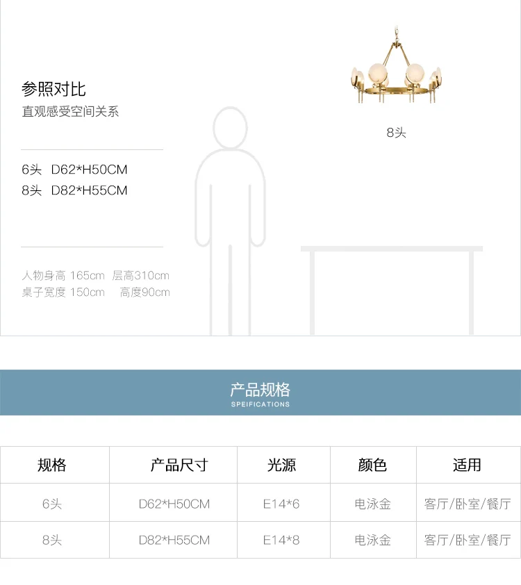 Modern LED chandelier metal marble lights American living room dining room lighting fixture hotel villa haohua hanging lamps