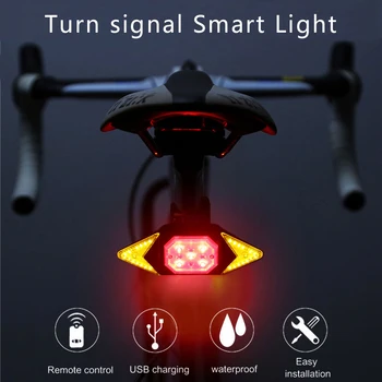 

Smart Bicycle Light USB Rechargeable Bike Taillight Wireless Remote Control MTB Road Cycling Turning Signal Warning Lamp