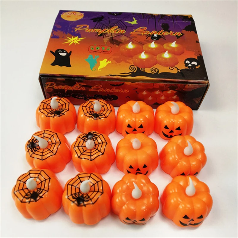 

1pc Small Pumpkin LED Light Flickering Flameless Night Light Pumpkin LED halloween decorations Prop Candle Lamp Home Party Decor