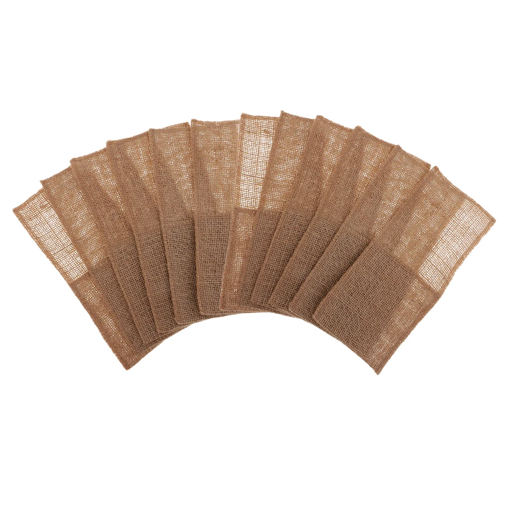 12pcs Natural Burlap Utensil Holders Cutlery Pouch Party Bridal Shower Wedding Tableware Bags Favor