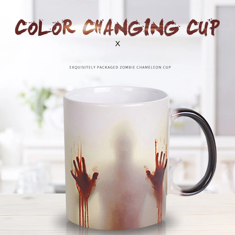 Zwart Afstotend radioactiviteit 350ML Creatieve Persoonlijkheid Halloween Horror Chameleon Cups Porselein  Hot Water Verandert Geleidelijk Kleur Thermische Mok Drinkware|Mokken| -  AliExpress