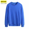 Men's Round Neck 100% Cotton Plus Velvet Long-Sleeved Sweater Custom Printed Embroidery Logo Casual Solid Color Warm Sweater 3xl 3