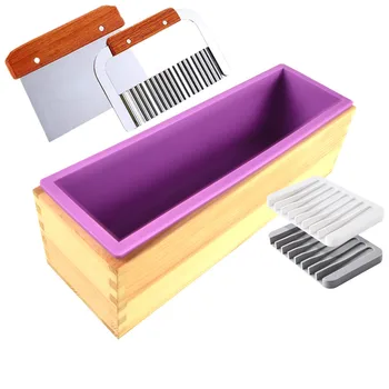 

Silicone Soap Mold Handmade Soaps Making Tool Set-4 Adjustable Cutting Box with 2 Pieces Stainless Steel cutters