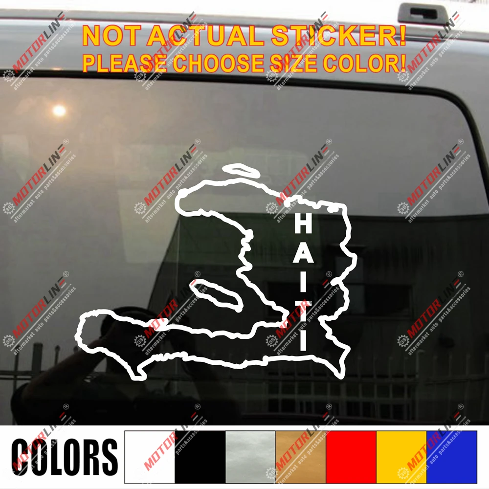 Haiti Haitian Map Outline Decal Sticker Car Vinyl Pick Size Color No