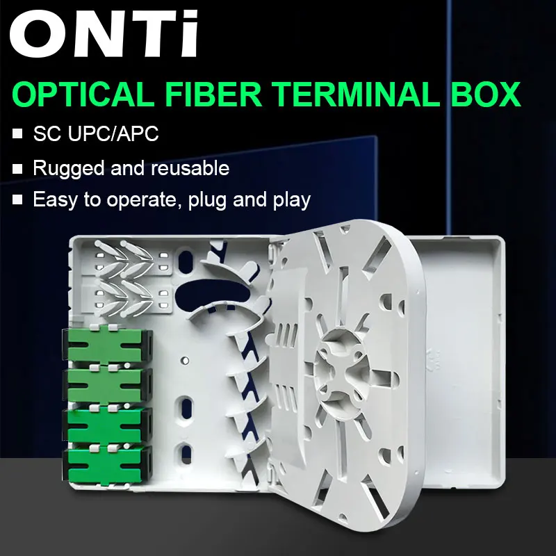 ONTi 10pcs / lot Fiber Optical Terminal Junction Box,4-Port Fiber Panel Box Desktop Place SC FC LC Adapters for FTTH,FTTO,FTTD