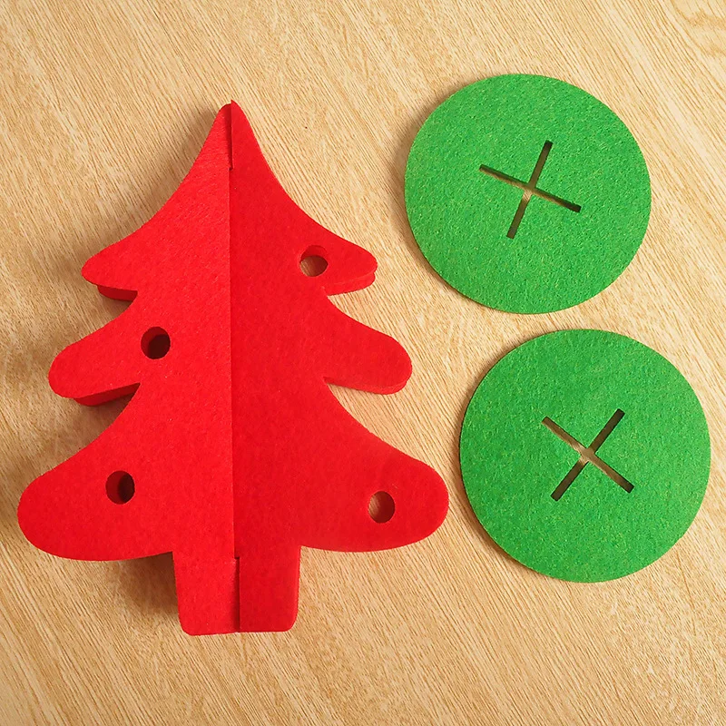 Mini Fake Christmas Tree Kids DIY Craft Xmas Festive Party Table Decoration Tree Non Woven Felt Table Ornament Decor Christmas