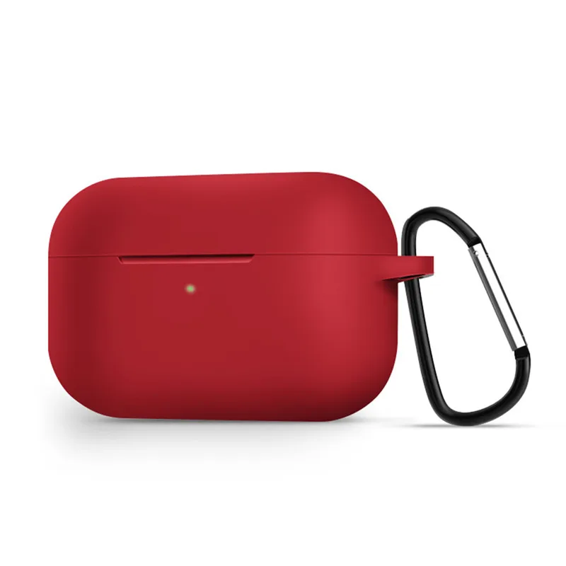 Wine red Мягкий силиконовый амортизирующий защитный чехол для Airpods Pro, чехол для зарядки, видимый передний светодиодный защитный чехол для Airpods Pro - Цвет: Wine red