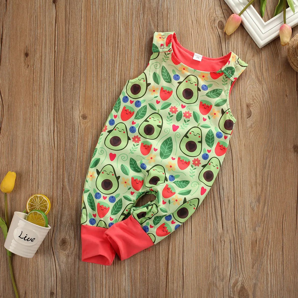 Pudcoco/Одежда для новорожденных мальчиков и девочек; безрукавный комбинезон с принтом фруктов; комбинезон; комплект из одного предмета; хлопковый костюм для подвижных игр