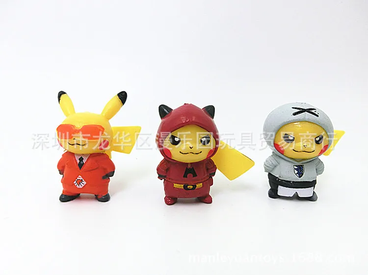 Стиль 7 шт./компл. 3-3,5 см принт мульташной Минни Pikachued рисунок Pokemoned цифры мультфильм ПВХ Фигурки игрушки для детей P28