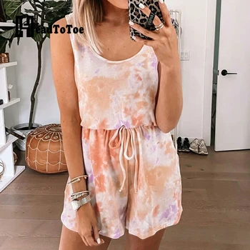 

tie dyed summer rompers women playsuits casual one piece overalls