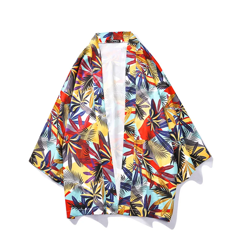 Традиционное японское кимоно yukata с фруктовым узором, мужской японский короткий халат, свободный японский кардиган kimomo, кимоно japones haori