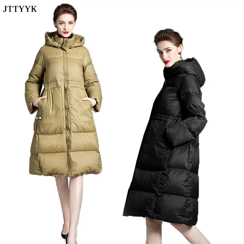 

High-quality Down Parka Jacket Womens 2020 Winter Loose Long Hooded Stand Collar Down Coat Female Thick Warm Large Size Jackets
