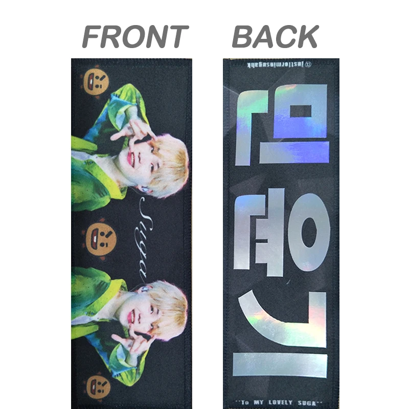 

mini kpop slogan customized double sided suede holographic doll small hand banner printing moq 100pcs