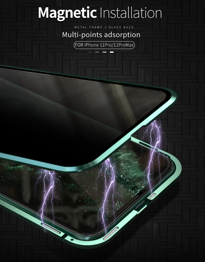 Suntaiho анти-писк Магнитный чехол для телефона для iPhone 11 Pro MAX двойной закаленное стекло магнит адсорбционный чехол для iPhone 11 11 Pro