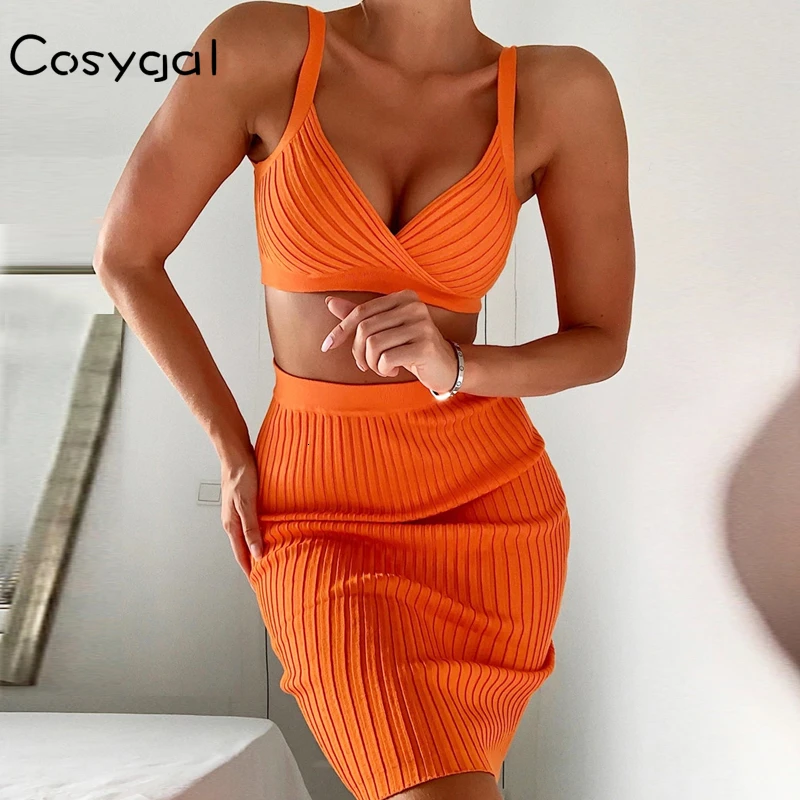 

COSYGAL 2019 Customized Material Ribbons Sexy 2 Piece Set Women Tops And Skirts Club Matching Set Autumn Winter Two Piece Set
