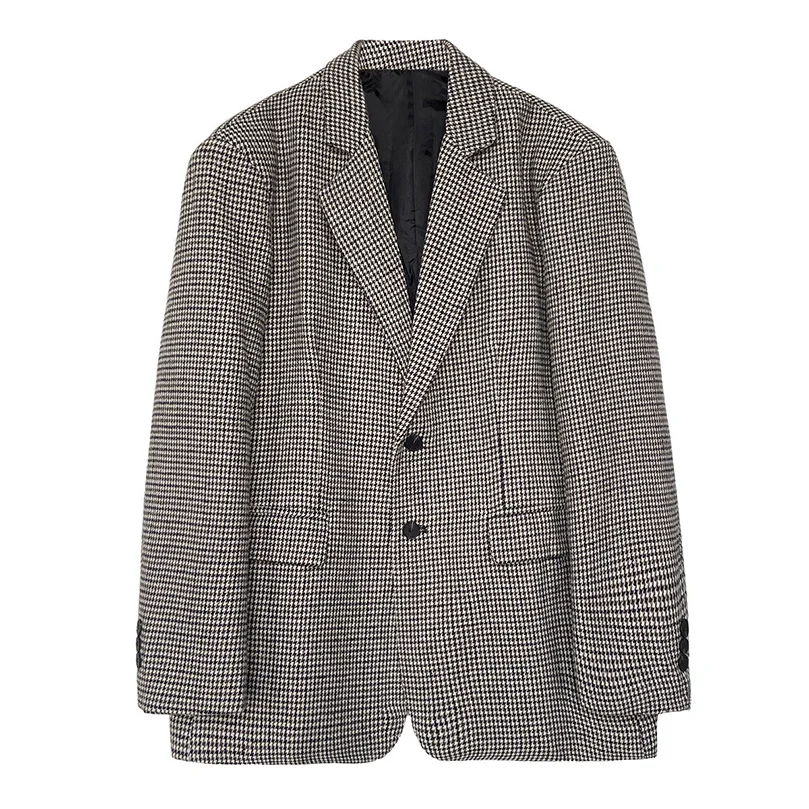 Spring Autumn Blazer Suit Jacket Oversize Top Cardigan Korean Plaid Casual Blazers for Man Quilting Vintage Clothes