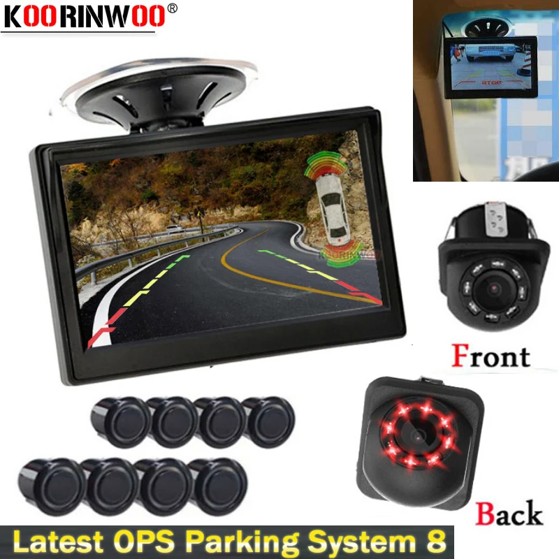 

Koorinwoo For Sony HD Parktronic With Camera AHD 8 Electromagnetic Parking Sensor System Buzzer Front Camera Car Display Monitor