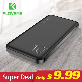 

FLOVEME 10000mAh Power Bank Portable Charger Mobile Phone Digital Display External Battery Pack Dual USB Fast Charging Powerbank