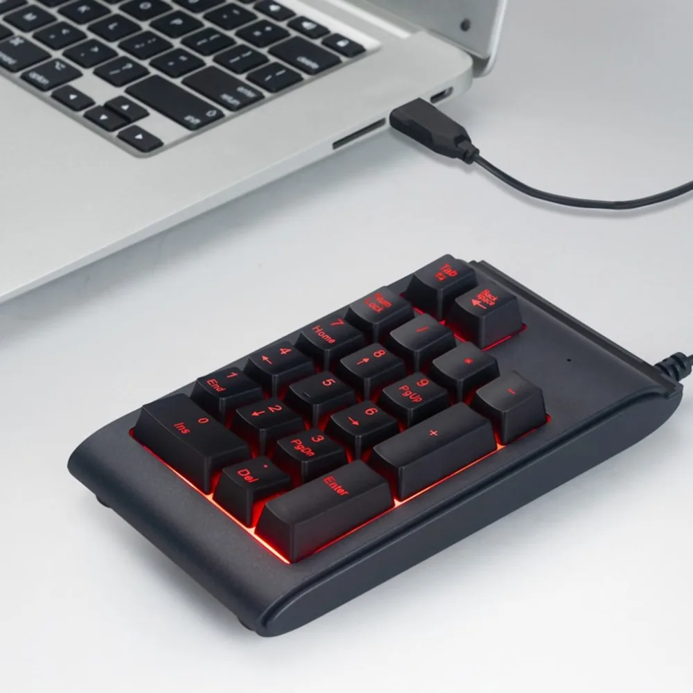 Usb-проводная цифровая клавиатура с 19 клавишами, мини-портативная Водонепроницаемая трехцветный светодиод, Подсветка клавиатуры для компьютера, ноутбука, ПК