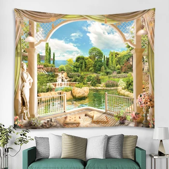 

India Mandala Tapestry Wall Hanging European Royal Garden Wall Tapestry Wall Carpet Pool wood sculpture Wall Cloth Tapestries