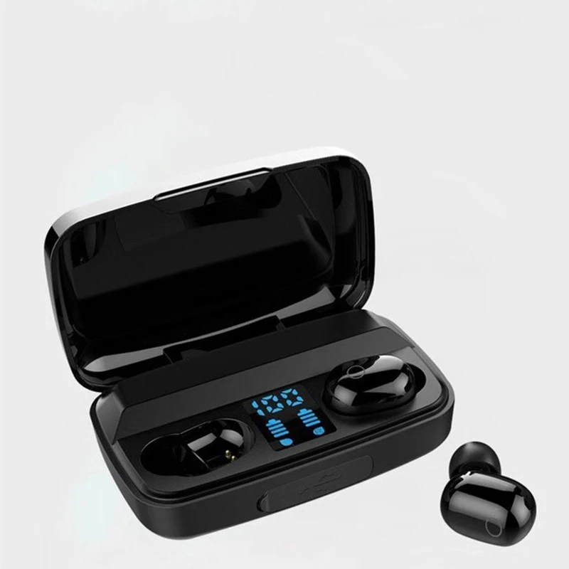 Bluetooth наушники G5 TWS стерео бизнес Bluetooth гарнитура беспроводной светодиодный дисплей - Цвет: Черный