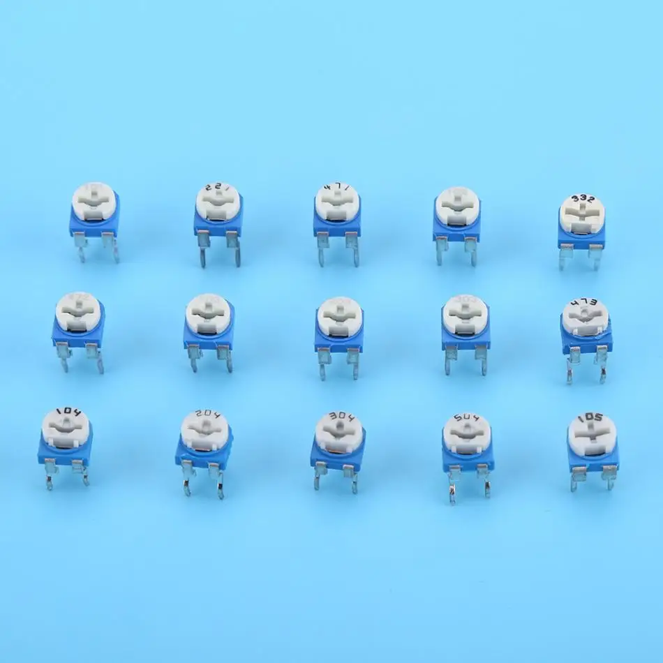150 шт./кор. переменный резистор Potentiomete 100ohm-1Mohm вертикальный PCB предустановленных подстроечный потенциометр