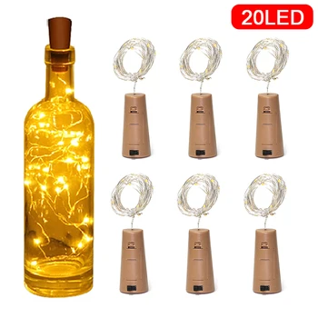 

String led Wine Bottle with Cork 20 LED Bottle Lights Battery Cork for Party Wedding Christmas Halloween Bar Decor Warm White