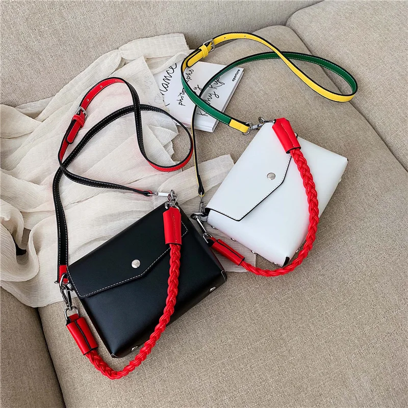

2019 New Style Simple Retro Square Sling Bag Linen Flower Color Braid Hand Shoulder WOMEN'S Bag