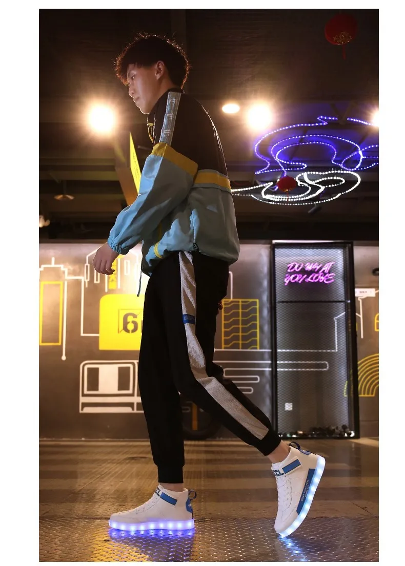 Fashion Lovers USB Charge LED Luminous Lamp Shoes Women 1 Sneakers Girls Boys Skateboarding Shoes night Kids Ghost Step