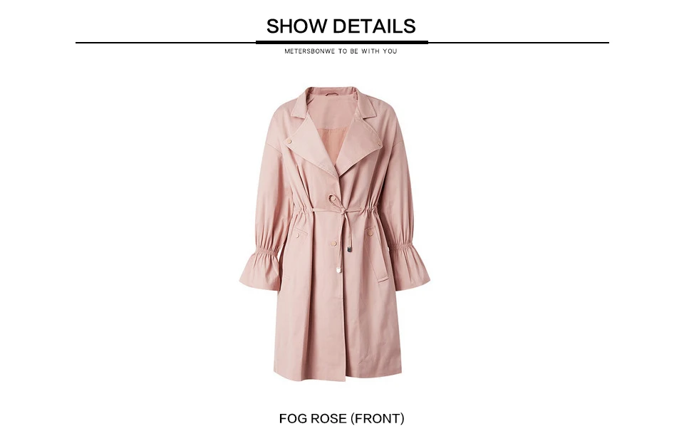 Metersbonwe Fashion Long Trench Female Windbreaker Trench Women Autumn Casual Trench Office Lady Coat Outwear